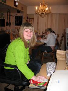 Aggie on Julie's old desktop computer